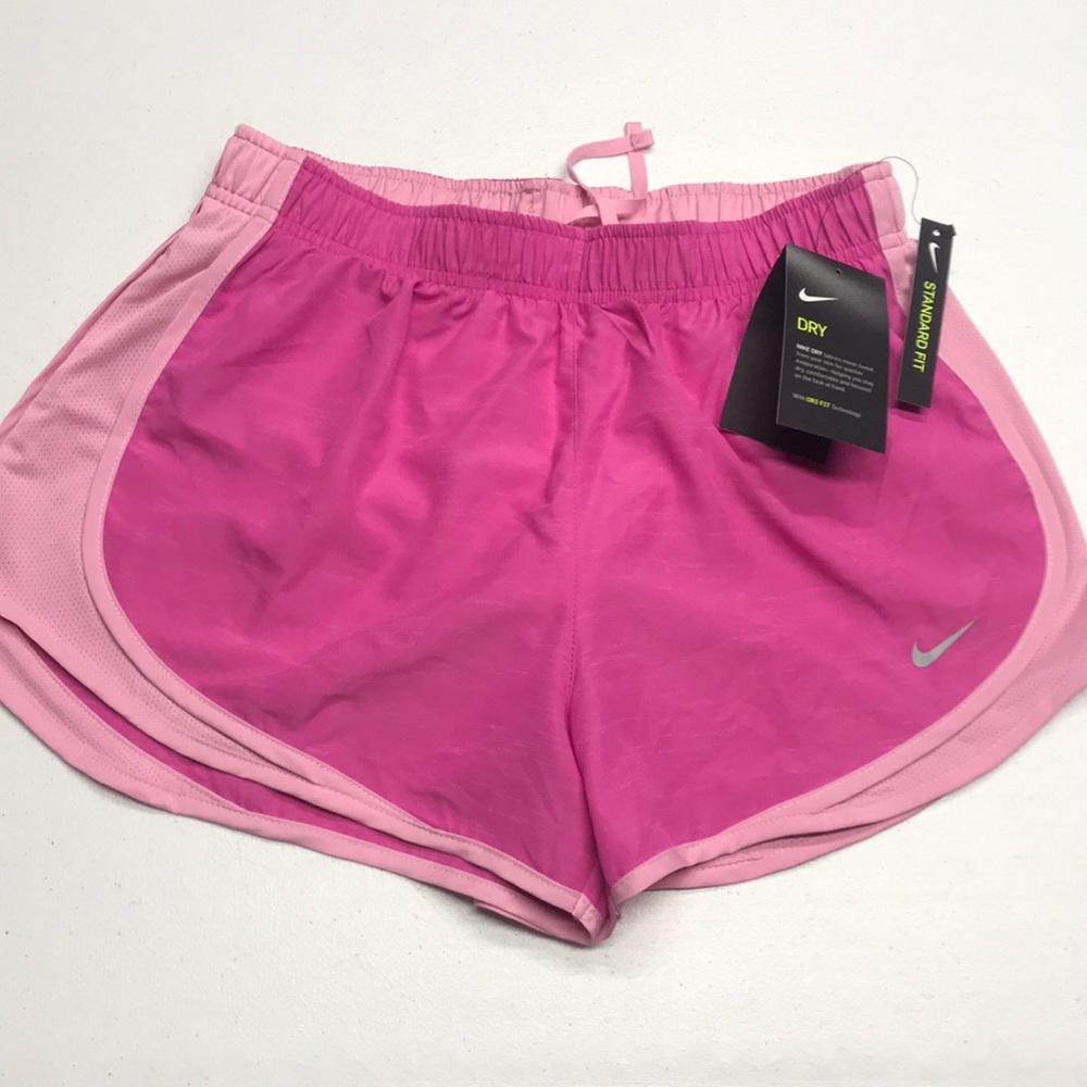 🆕 NIKE DRI-FIT Womens Pink Jogging Shorts LINED